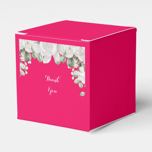 Pink floral bridal shower, wedding  favour box (Front Side)