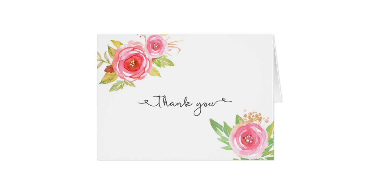 Pink Floral Bridal Shower Wedding Thank You Notes Zazzle Pink Floral Bridal Shower Wedding Thank You Notes Zazzle