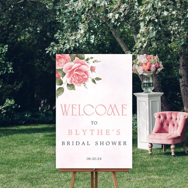 Pink Floral Bridal Shower Welcome Sign (Creator Uploaded)