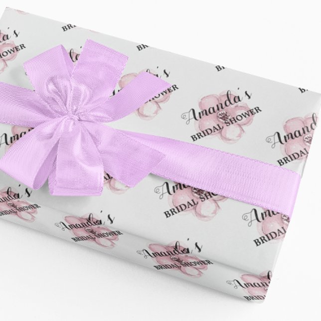 Pink Floral Bridal shower  Wrapping Paper (Creator Uploaded)