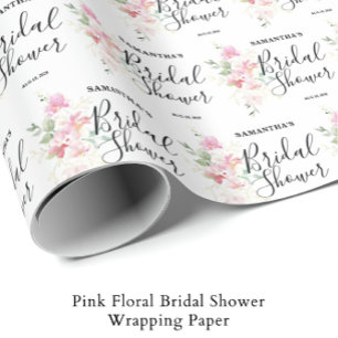 Pink Floral Bridal Shower Wrapping Paper