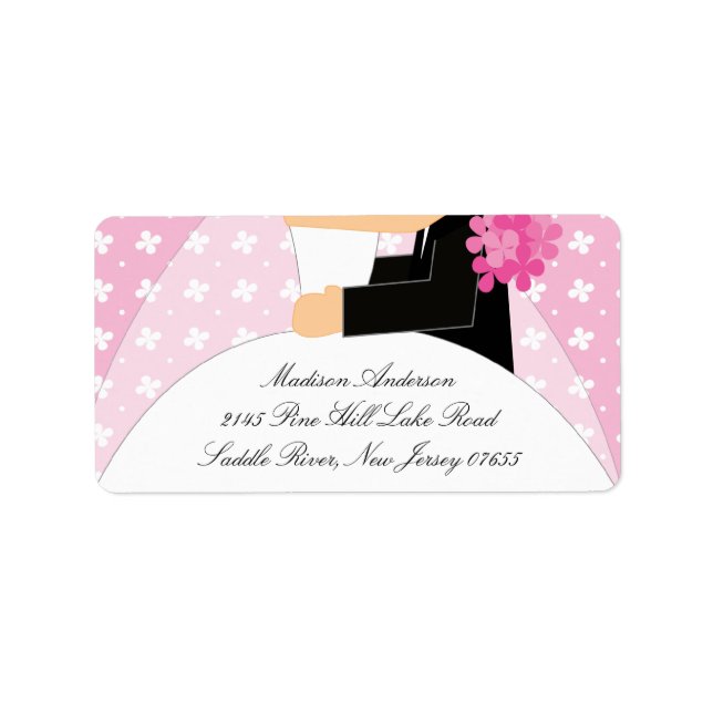 Pink Floral Bride & Groom Return Address Label (Front)
