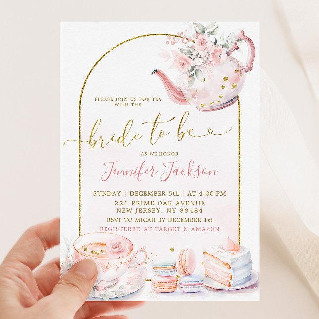 Pink Floral Bride to Be Bridal Shower Tea Party Invitation (Creator Uploaded)