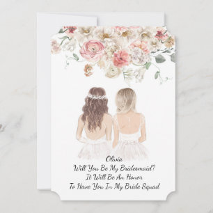 pink floral bridesmaid proposal save the date