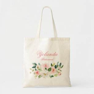 Pink Floral Bridesmaid Wedding Gift Tote