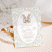 Pink Floral Bunny Balloon Twin Girl Baby Shower