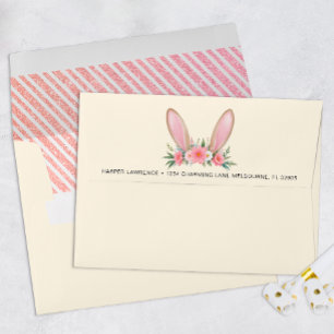 Pink Floral Bunny Birthday Watercolor Envelopes