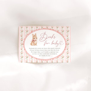 Pink Floral Bunny Books for Baby Enclosure Card