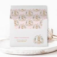 Pink Floral Bunny Rabbit Girl Baby Shower Birthday