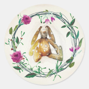 Pink Floral Bunny Rabbit Sticker