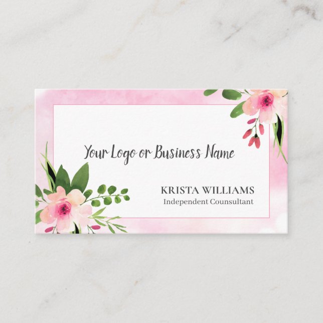 Pink Floral Business Card (Front)