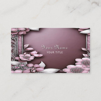 Pink Floral Business Card