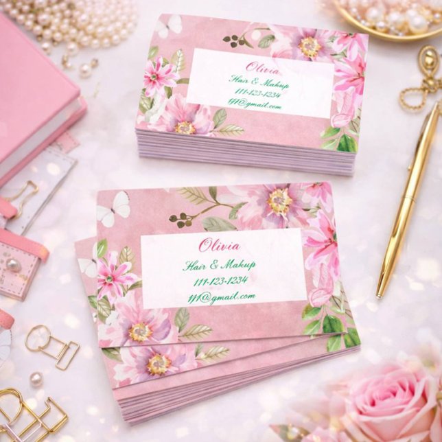 pink floral business card (Creator Uploaded)