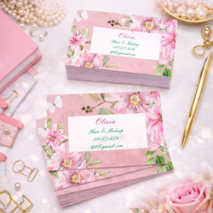 pink floral business card