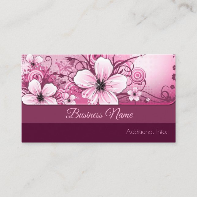 Pink Floral Business Card (Front)