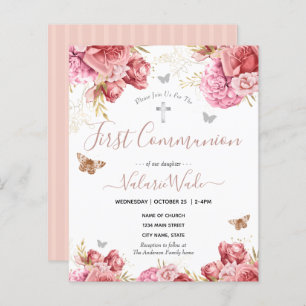 Pink Floral Butterflies First Communion Budget