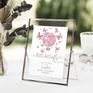 Pink Floral Butterflies Girl Baby Shower Poster