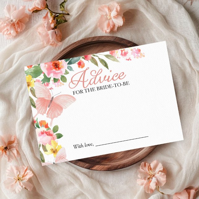 Pink Floral Butterfly Advice for the Bride Card (Creator Uploaded)
