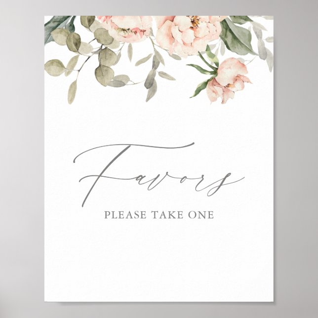 Pink Floral Butterfly Baby Shower Favours Sign (Front)