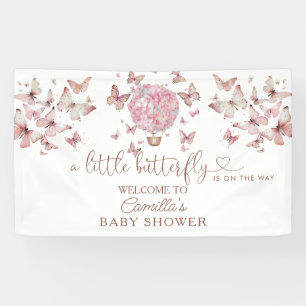 Pink Floral Butterfly Girl Baby Shower Banner