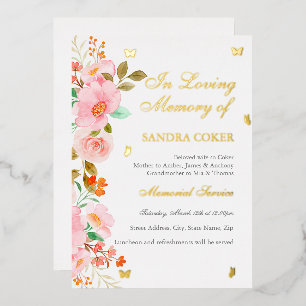 Pink Floral Butterfly Memorial Service