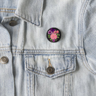 Pink Floral Butterfly Watercolor Design 3 Cm Round Badge
