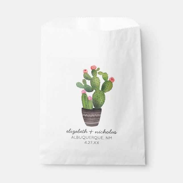 Pink Floral Cactus Favour Bags (Front)