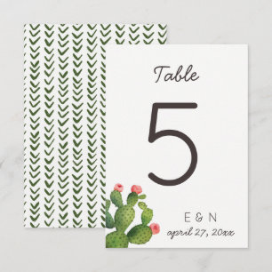 Pink Floral Cactus - Table Number