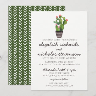 Pink Floral Cactus - Wedding Invite