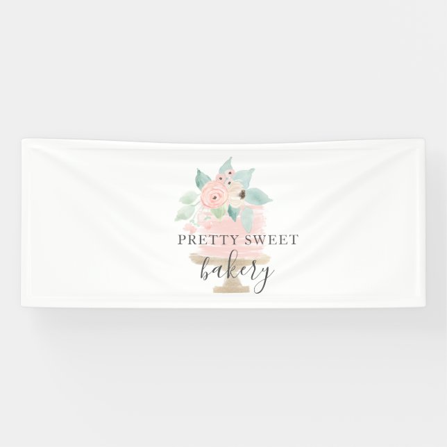 Pink Floral Cake Bakery Banner (Horizontal)