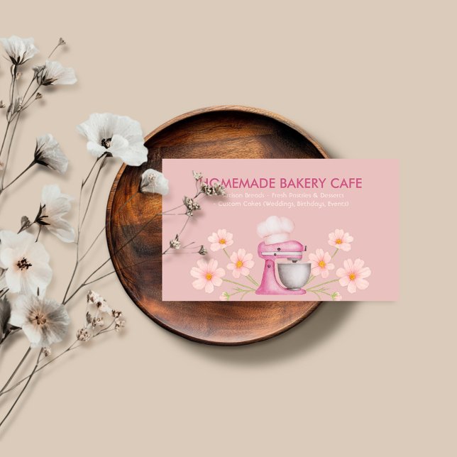 Pink Floral Cake Bakery Business Card (Creator Uploaded)