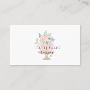 Pink Floral Cake Bakery Business Cards