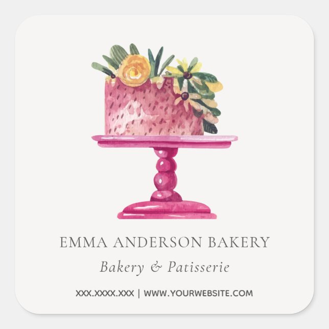 PINK FLORAL CAKE PATISSERIE CUPCAKE BAKERY SEAL (Front)
