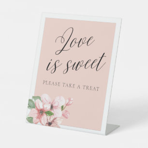 Pink Floral Calligraphy Love is Sweet Sign