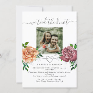 Pink Floral Calligraphy Wedding Invitation