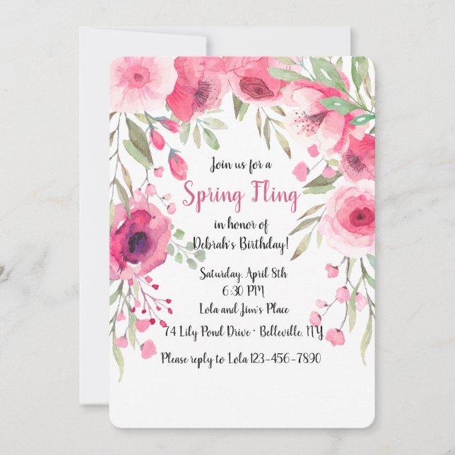 Pink Floral Canopy Invitation (Front)