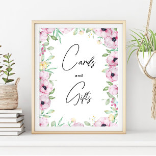 Pink Floral Cards and Gift Poster