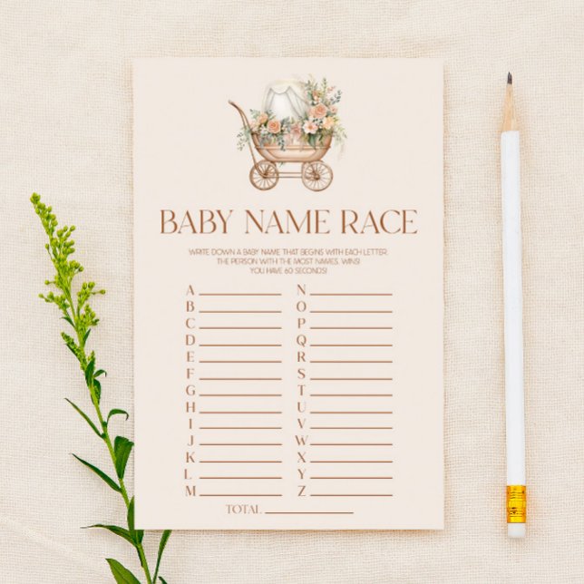 Pink Floral Carriage Name Race Baby Shower Game (Creator Uploaded)