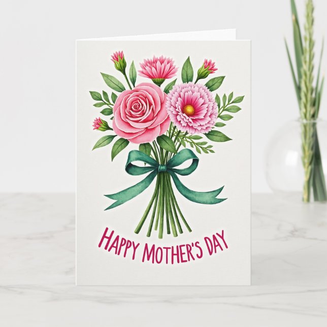 Pink Floral Celebration Card (Front)