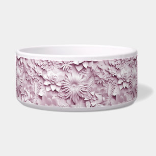Pink Floral Ceramic Pet Bowl