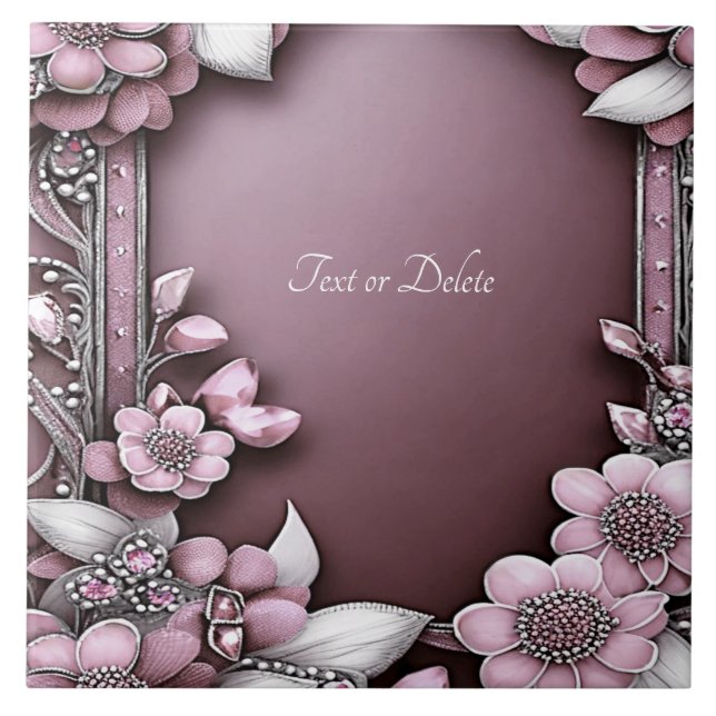 Pink Floral Ceramic Tile (Front)