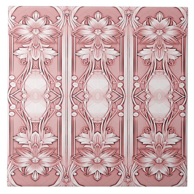 Pink Floral Ceramic Tile (Front)