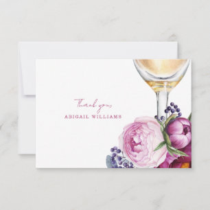 Pink Floral Champagne Bridal Shower Thank You Card