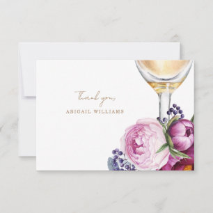 Pink Floral Champagne Shower Message Thank You