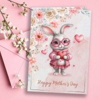 Pink Floral Charm & Love Sweet Bunny Mother's Day