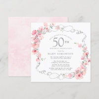 Pink Floral Cherry Blossom 50th Birthday Party