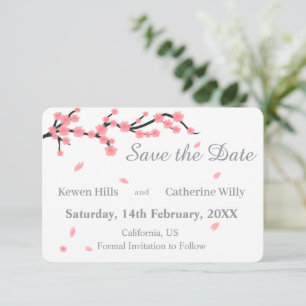 Pink Floral Cherry Blossom Save the Date