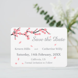 Pink Floral Cherry Blossom Save the Date