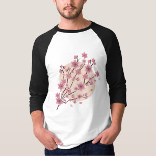 Pink Floral Cherry Blossom Tree Petals Bohemian T-Shirt