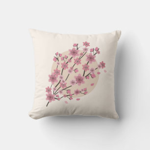 Pink Floral Cherry  Blossom Tree Petals   Cushion